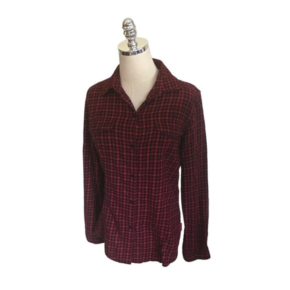 Woolrich Top Women's Size Small Red Plaid Button Down Long Sleeve Cotton - Picture 2 of 7